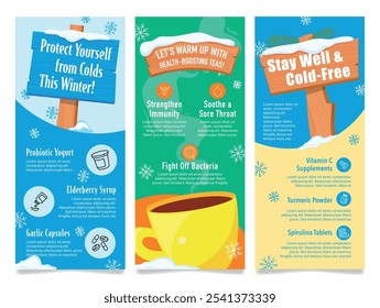 An informative banner with tips for staying healthy during the winter, including natural remedies to boost your immune system and relieve sore throats to promote overall health.