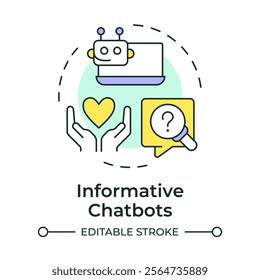 Informative chatbots multi color concept icon. Providing accurate information. Telehealth automatic service. Round shape line illustration. Abstract idea. Graphic design. Easy to use in presentation