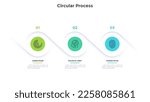 Informative circular process infographic chart for digital technology demonstration. Privacy online infochart with thin line icons. Instructional graphics with 3 steps sequence design for web pages