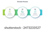 Informative circular process infographic chart for business startup demonstration. Privacy online infochart with thin line icons. Instructional graphics with 3 steps sequence design for web pages