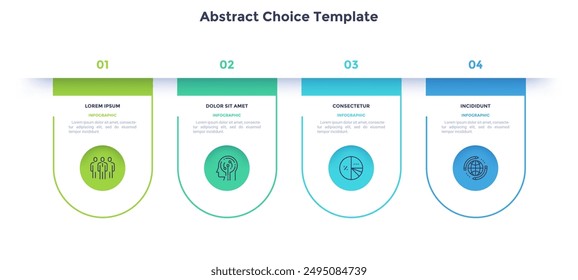 Informative circular process infographic chart for digital technology demonstration. Abstract infochart with thin line icons. Instructional graphics with 4 steps sequence design for web pages