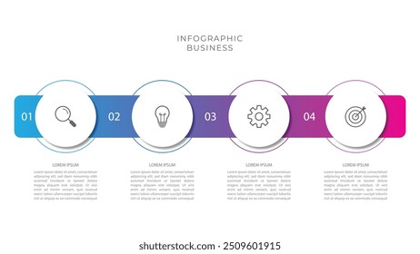 Informative circular process infographic chart for business startup demonstration. Privacy online infochart with thin line icons. Instructional graphics with 4 steps sequence design for web pages