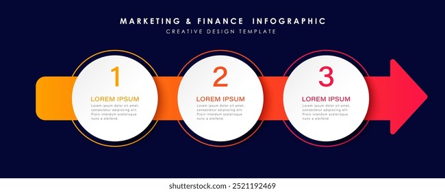 Informative circular process infographic chart for business startup demonstration.  Instructional graphics with 3 steps sequence design for web pages
