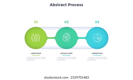 Informative circular process infographic chart for business startup demonstration. Privacy online infochart with thin line icons. Instructional graphics with 3 steps sequence design for web pages