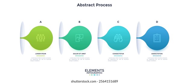 Informative circular process infographic chart for digital technology demonstration. Privacy online infochart with thin line icons. Instructional graphics with 4 steps sequence design for web pages