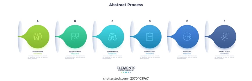 Informative circular process infographic chart for digital technology demonstration. Privacy online infochart with thin line icons. Instructional graphics with 6 steps sequence design for web pages