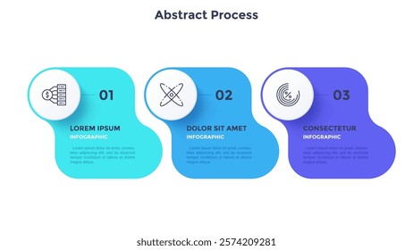 Informative circular process infographic chart for digital technology demonstration. Privacy online infochart with thin line icons. Instructional graphics with 3 steps sequence design for web pages