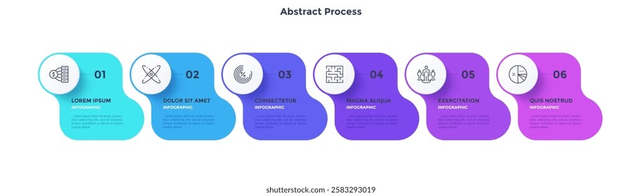 Informative circular process infographic chart for digital technology demonstration. Privacy online infochart with thin line icons. Instructional graphics with 6 steps sequence design for web pages