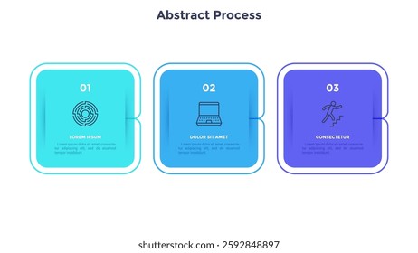 Informative circular process infographic chart for digital technology demonstration. Privacy online infochart with thin line icons. Instructional graphics with 3 steps sequence design for web pages
