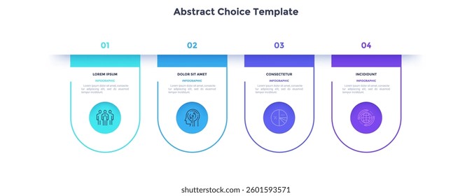 Informative circular process infographic chart for digital technology demonstration. Abstract infochart with thin line icons. Instructional graphics with 4 steps sequence design for web pages
