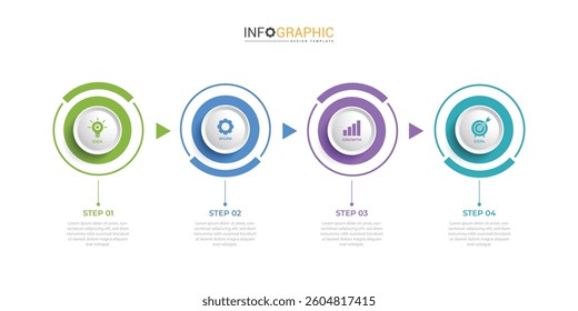 Informative circular process infographic chart for business startup demonstration. Privacy online infochart with thin line icons. Instructional graphics with 4 steps sequence design for web pages
