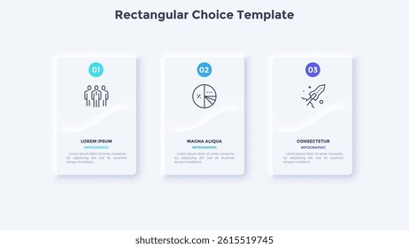 Informative circular process infographic chart for digital technology demonstration. Modern infochart with thin line icons. Instructional graphics with 3 steps sequence design for web pages