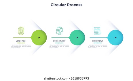 Informative circular process infographic chart for business startup demonstration. Ecology infochart with thin line icons. Instructional graphics with 3 steps sequence design for web pages