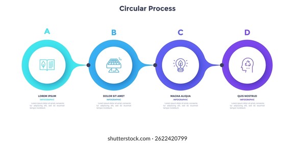 Informative circular process infographic chart for business startup demonstration. Ecology infochart with thin line icons. Instructional graphics with 4 steps sequence design for web pages