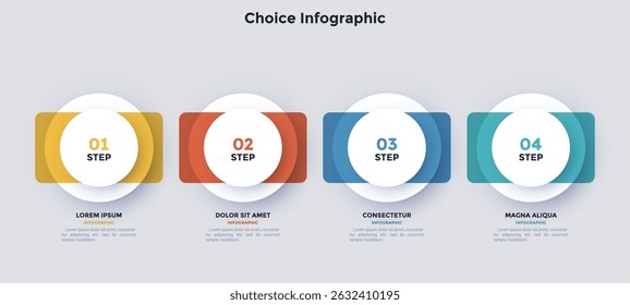 Informative circular process infographic chart for business startup demonstration. Horizontal infochart with thin line icons. Instructional graphics with 4 steps sequence design for web pages
