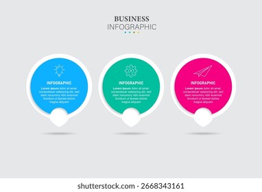 Informative circular process infographic chart for business startup demonstration. Ecology infochart with thin line icons. Instructional graphics with 3 steps sequence design for web pages