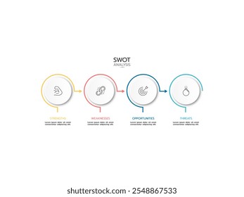 Informative circular process with thin line icons. Instructional graphics with 4 steps.