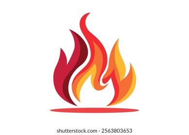 Informative Fire Hot Heat Flame Burn Vector Icon for Safety Awareness Campaigns, Fire flame, Burning fire, Blazing, Fire graphic, Heat illustration, Creative flames, Flame shape