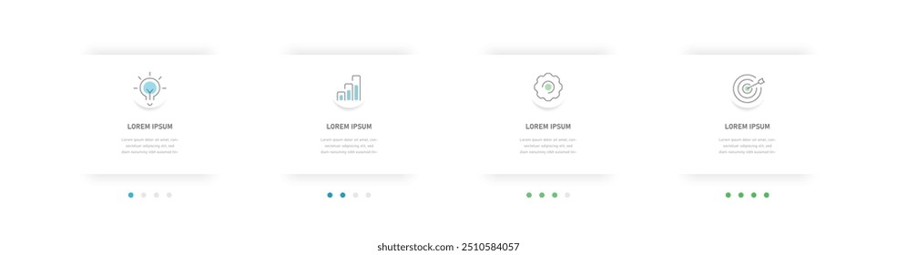 Informative four-stage square infographics for presentation, infographic template for displaying the stage, process