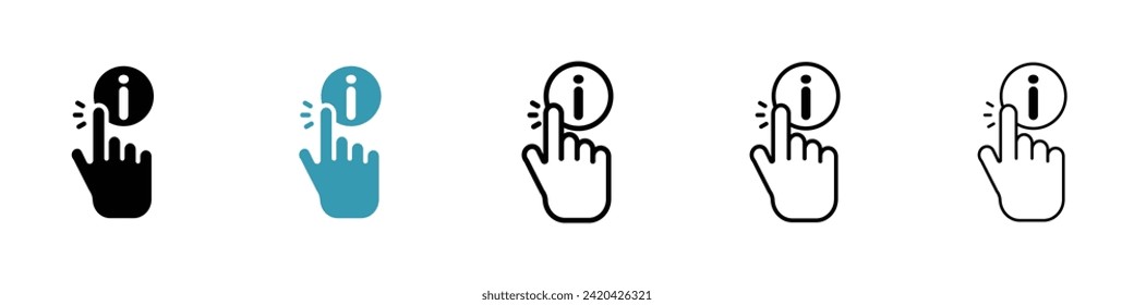 Informative Hand Gesture Vector Icon Set. Pointing Finger Hint Vector Symbol for UI Design.