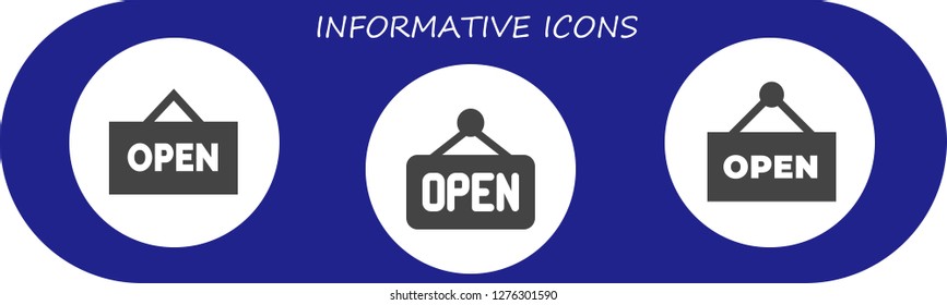  informative icon set. 3 filled informative icons. Simple modern icons about  - Open