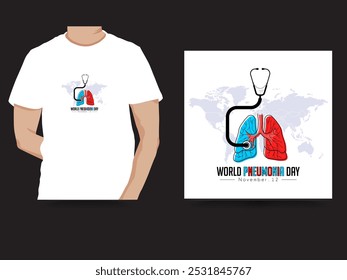 An informative illustration for World Pneumonia Day, suitable for educational and healthcare materials focused on pneumonia awareness and prevention. Ideal for public health organizations. map vector.