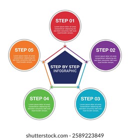 Informative Info graphic Design for Data Visualization, Step by Step Infographic Modern Design
