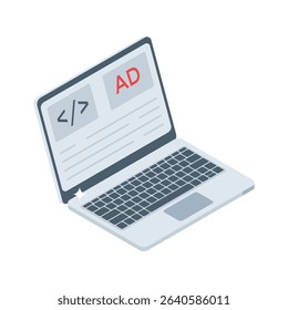 An informative isometric icon of ad development project