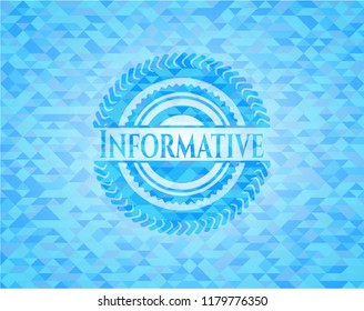 Informative light blue emblem with mosaic background