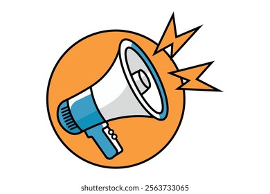 Informative Loudspeaker Megaphone Vector Design for Training Workshops, Loudspeaker icon, Megaphone sign, Announcement symbol, Communication device, Megaphone vector, Sound, Announcement