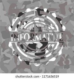 Informative on grey camouflaged texture