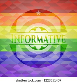 Informative on mosaic background with the colors of the LGBT flag