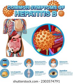 Informative poster of common symptoms Hepatitis B illustration