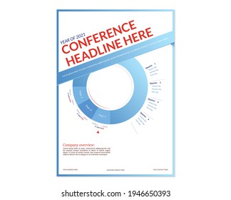 Diseño informativo de plantillas de afiches. Cubierta vectorial de diseño moderno de conferencia corporativa. El azul y el rojo.