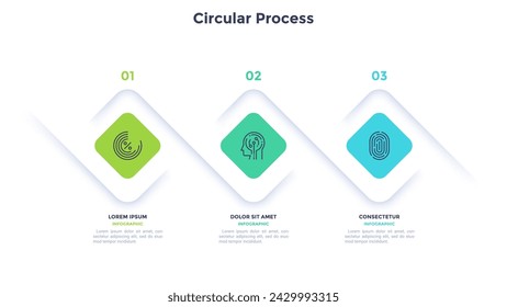Informative rectangular process infographic chart for digital technology demonstration. Privacy online infochart with thin line icons. Instructional graphics with 3 steps sequence design for web pages