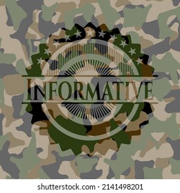 Informative written on a camo texture. Vector Illustration. Detailed. 