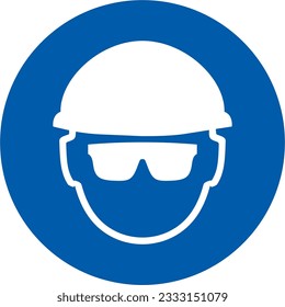 informativo, casco, gafas de seguridad, protección de cara y cabeza, epp, precaución, informative, helmet, safety glasses, face and head protection, ppe, caution 