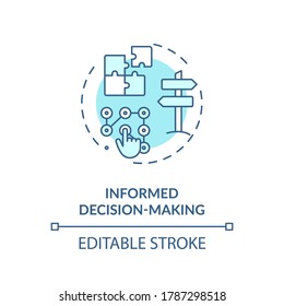 Informed decision making turquoise concept icon. Plan strategy for opportunity. Problem solution. Data analysis idea thin line illustration. Vector isolated outline RGB color drawing. Editable stroke
