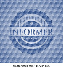 Informer blue emblem with geometric pattern.