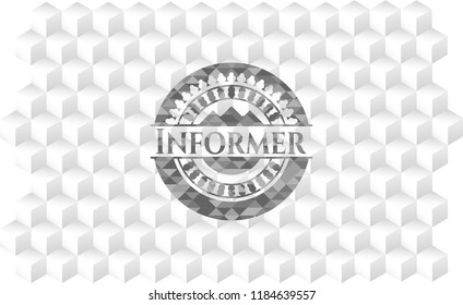 Informer grey emblem with geometric cube white background