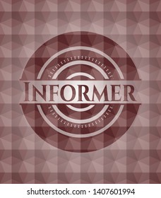 Informer red emblem with geometric background. Seamless.