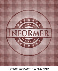 Informer red emblem with geometric pattern. Seamless.