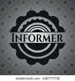 Informer retro style black emblem. Vector Illustration. Detailed.