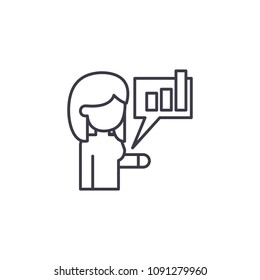 Informing about achievements line vector sign, symbol, illustration.