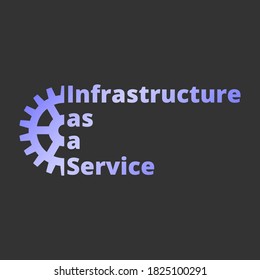 Infrastruktur als Dienstleistung. IaaS Technologie Symbol, Logo. Paket-Software, dezentrale Anwendung, Cloud-Computing. Zahnräder. Anwendungsdienst. Vektorgrafik