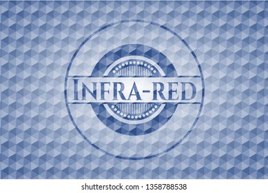 Infra-red blue emblem with geometric pattern background.