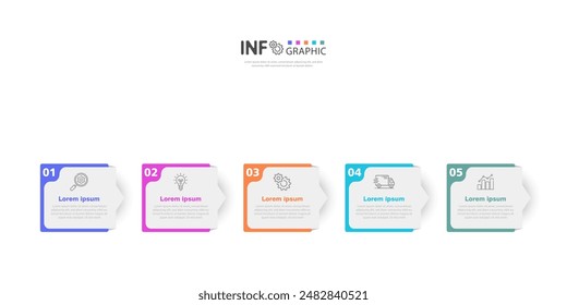 Gráfico de procesos de negocios infrarrojos Vector Anuncios modernos utilizados para presentaciones y flujos de trabajo de Diseño web. Abstractas composición de 5 pasos.