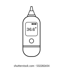Infrared ear thermometer. Linear flat object. Device for measuring temperature