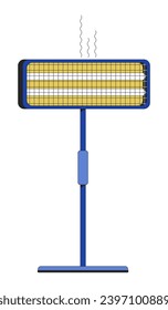 Infrared electric heater 2D linear cartoon object. Heating appliance isolated line vector element white background. Radiator. Room temperature. Winter warmth equipment color flat spot illustration