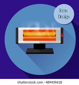 Infrared electric heater. Design icons in flat style. Vector illustration.